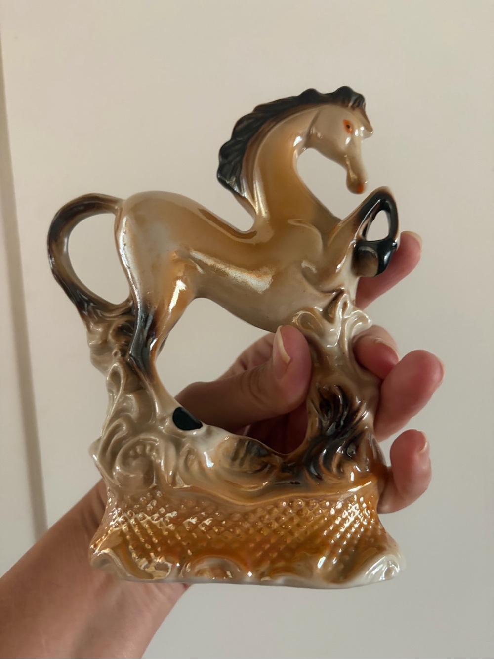Vintage 1950’s lusterware ceramic prancing horse figurine